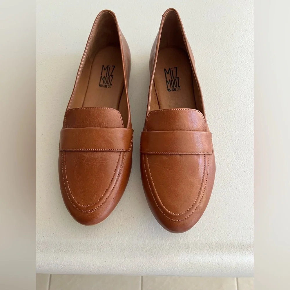 Miz Mooz KEN Leather Loafers, Made in Portugal, Brandy, Women’s EU Size 39 NEW